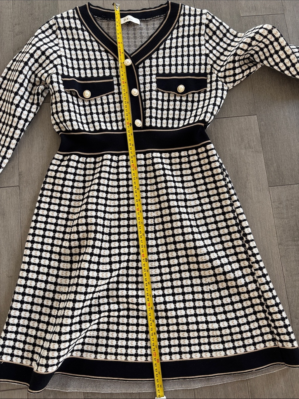 D|W Knit Tweed-Style Button Front Dress - Picture 14 of 15